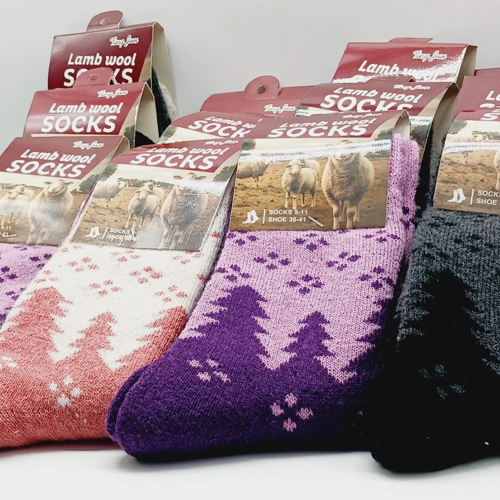 12 Lamb Wool Crew Socks/Thermal Warm Winter Boot Socks Size 9-11 Women